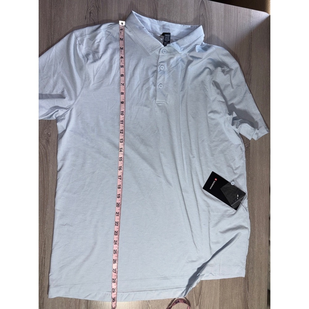 NWT Lululemon Evolution Mens XXL Polo Heathered Cyan Blue Activewear Preppy Work - Picture 8 of 9